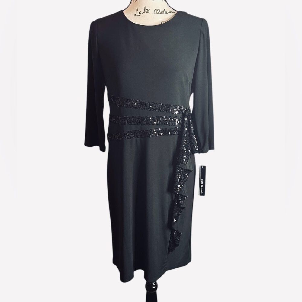 Elegant R&M Richards Women's Classic Sequins Cascade Dress